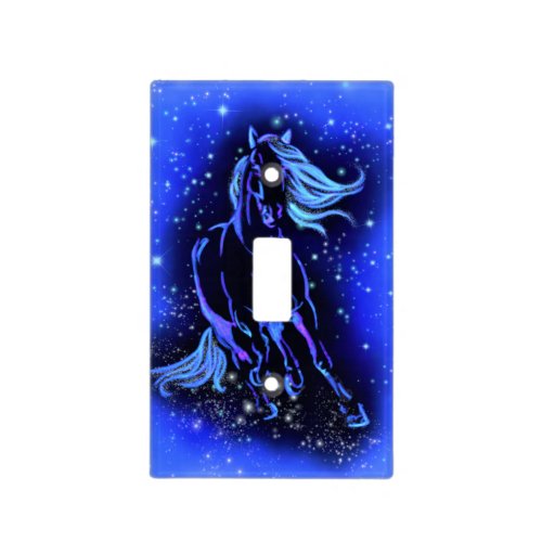 Blue Light Switch Cover Horse Running At Night