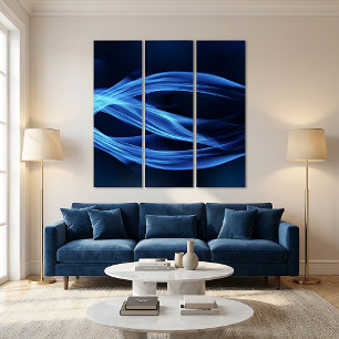 Blue Light Trails Flow Like Energy Triptych