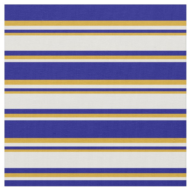 Blue, Light Yellow, and Goldenrod Lines Fabric (Close Up)