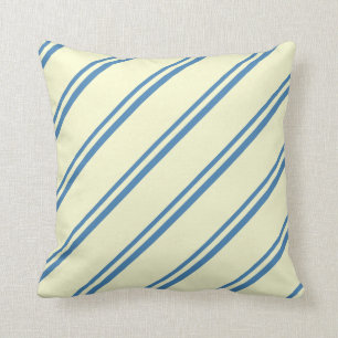Blue & Light Yellow Striped Pattern Throw Pillow
