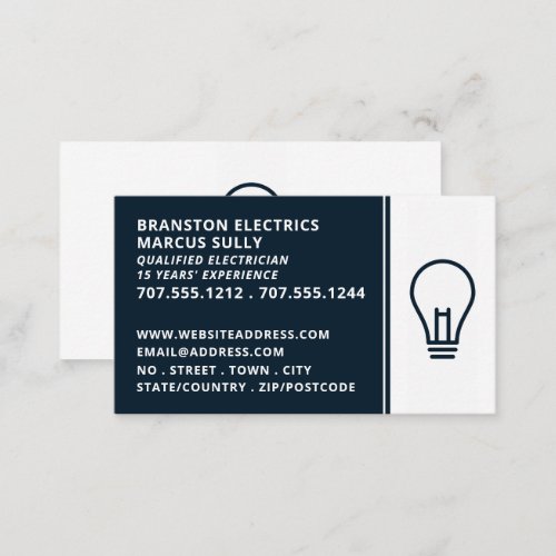 Blue Lightbulb Design Electrician Business Card