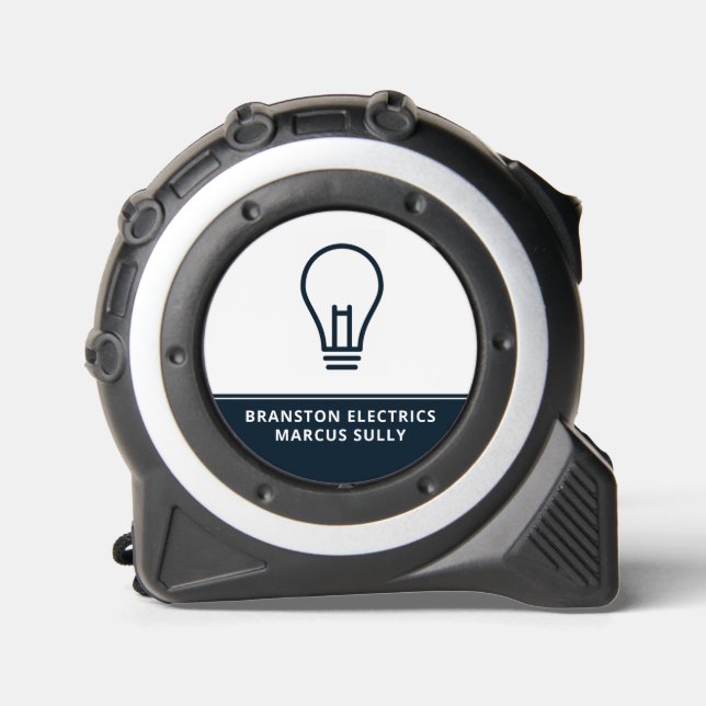 Blue Lightbulb Design, Electrician Tape Measure (Front)