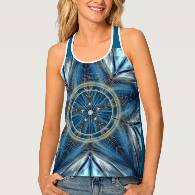 Blue Lightcode Mandala tank top (Front)