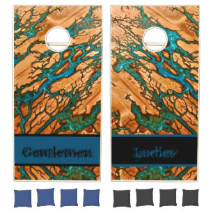 Blue lightening cornhole set