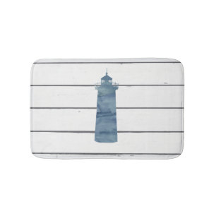 Blue Lighthouse Beach Shiplap Bathroom Decor Bath Mat