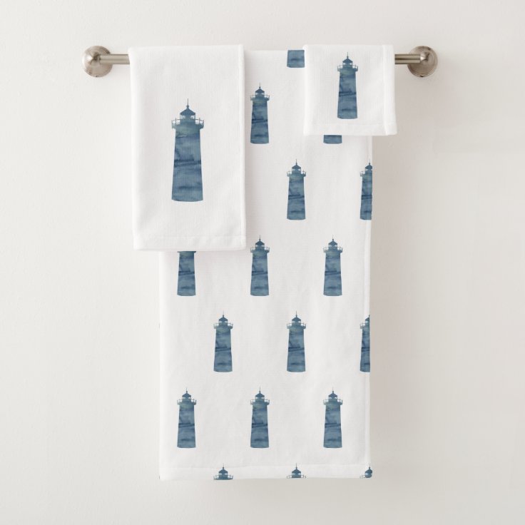 Blue Lighthouse Nautical Bath Towel Set Zazzle