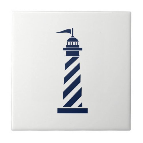 Blue Lighthouse on White Ceramic Tile