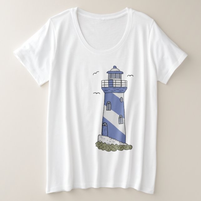 blue lighthouse plus size T-Shirt (Design Front)
