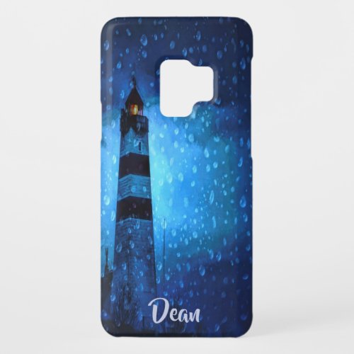 Blue lighthouse with light a dark stormy night Case_Mate samsung galaxy s9 case