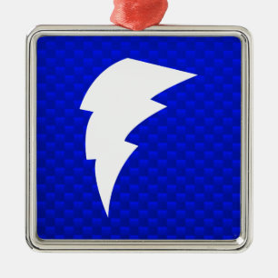 Blue Lightning Bolt Metal Ornament