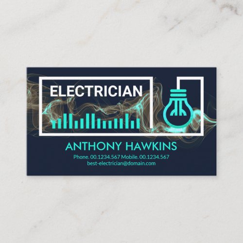 Blue Lightning Circuit Frame Electrical Contractor Business Card