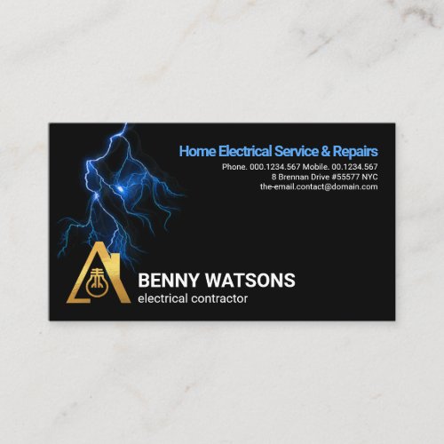 Blue Lightning Electric Storm Electrical Service Business Card
