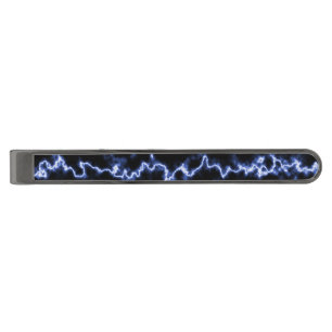 Blue Lightning Gunmetal Finish Tie Clip