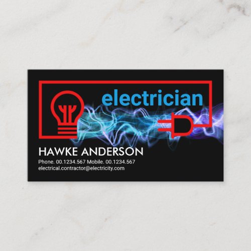 Blue Lightning Powers Electrical Wiring Business Card