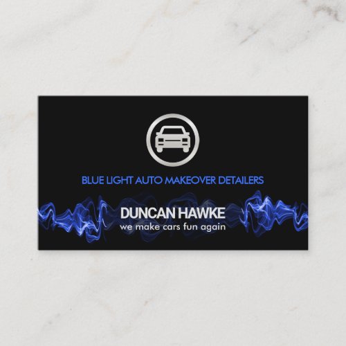 Blue Lightning Pulse Silver Car Auto Detailing Business Card