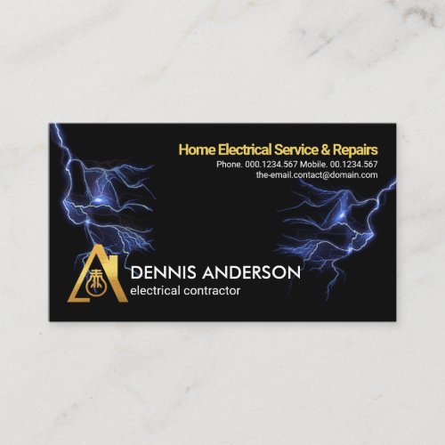 Blue Lightning Strikes Electrician Service Business Card