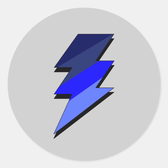 Blue Lightning Thunder Bolt Classic Round Sticker | Zazzle.com