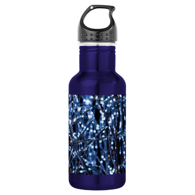 Blue Lights Abstract Stainless Steel Water Bottle (Front)