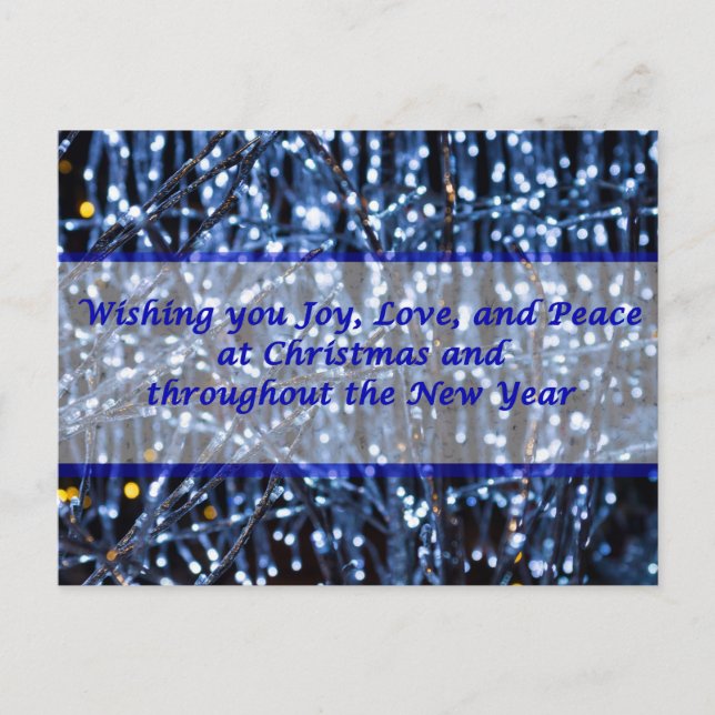 Blue Lights Abstract Text Christmas Postcard (Front)
