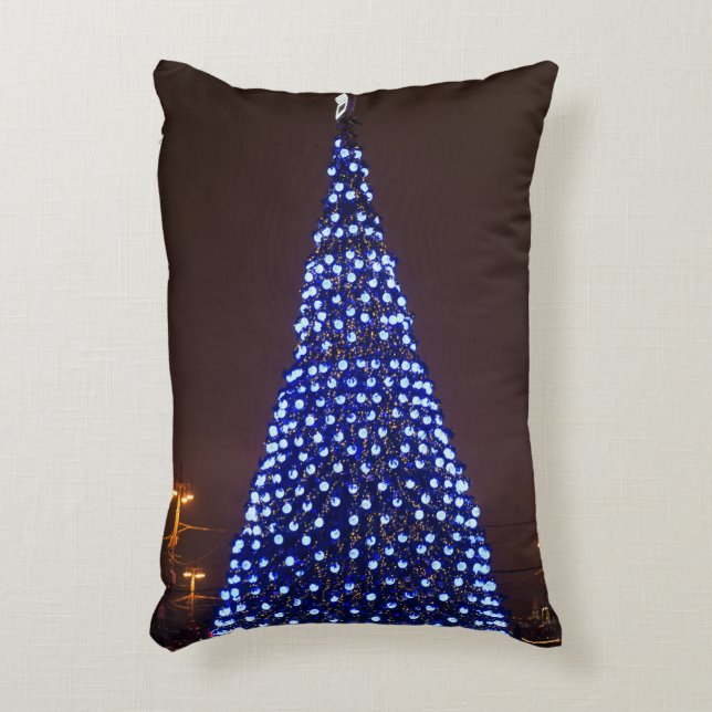 Blue lights Christmas tree Accent Pillow (Front(Vertical))
