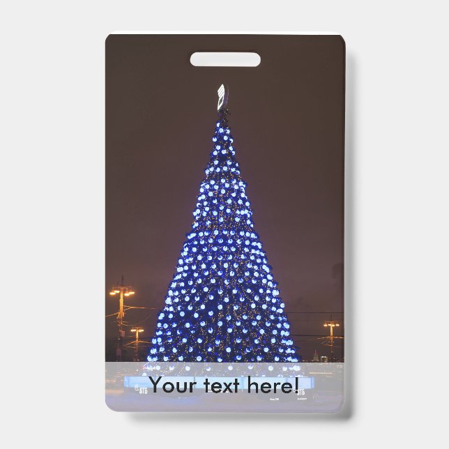 Blue lights Christmas tree Badge (Front)