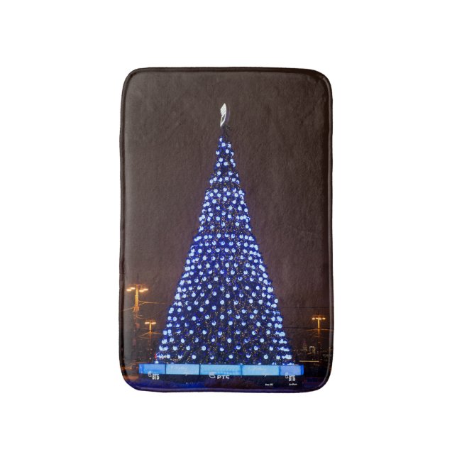 Blue lights Christmas tree Bath Mat (Front Vertical)