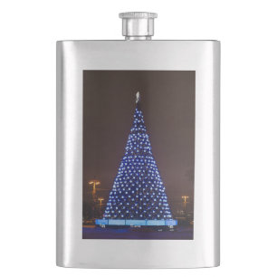 Blue lights Christmas tree Flask