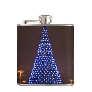 Blue lights Christmas tree Flask