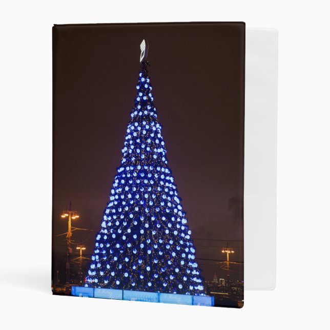 Blue lights Christmas tree Mini Binder (Front/Inside)