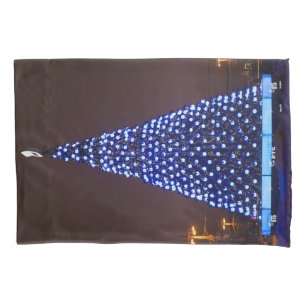 Blue lights Christmas tree Pillow Case