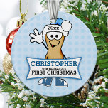 Blue Lil Peanut Baby's 1st Christmas Ornament<br><div class="desc">Adorably cute blue peanut memorable keepsake for baby's first Christmas!</div>