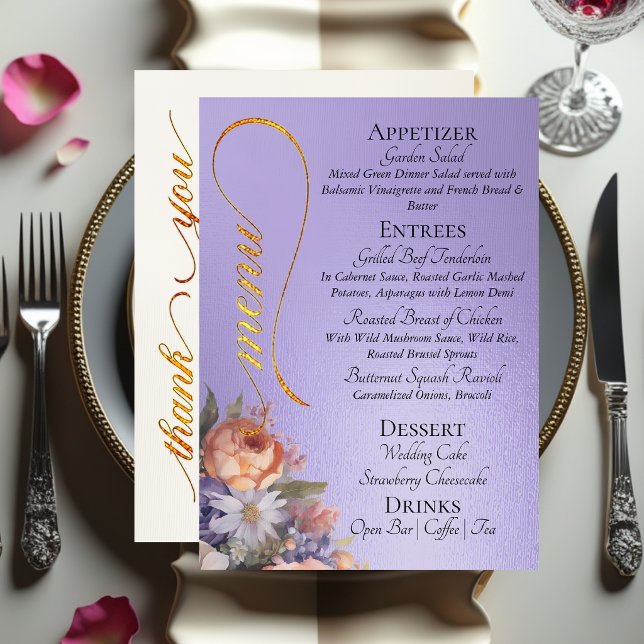 Blue Lilac - Monogram, Wildflowers & Thank You  Menu (Creator Uploaded)