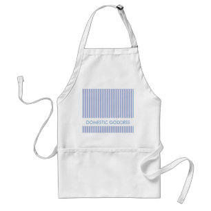 Blue Lilac White Stripes white Goddess Apron