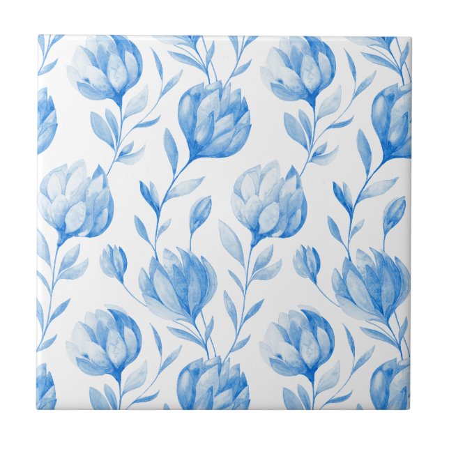 Blue Lilies Ceramic Tile (Front)