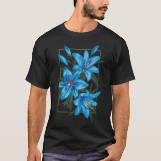 Blue Lilies. Flower Illustration T-Shirt