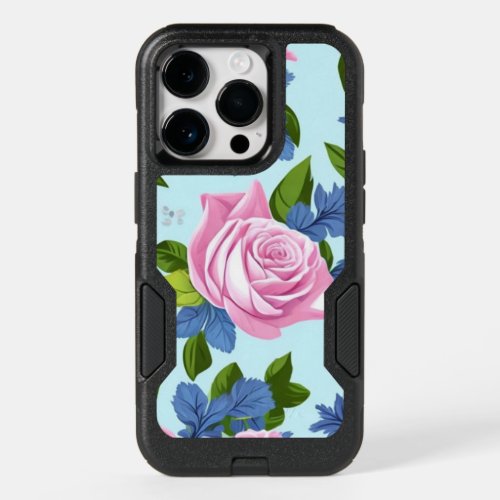 Blue lilies pink roses Floral  OtterBox iPhone 14 Pro Case