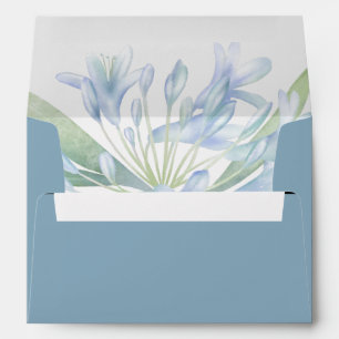Blue Lilies Watercolor Wedding Envelope