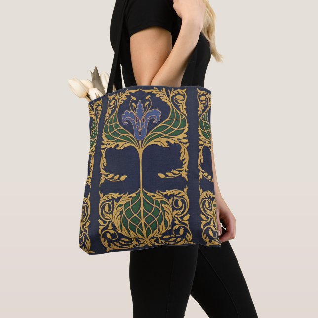 Blue Lily Dark Academia Tote Bag (Close Up)