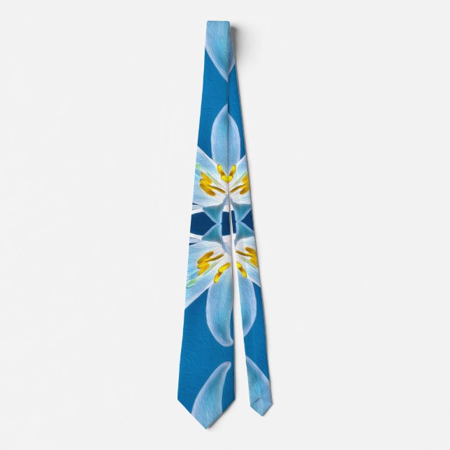 Blue Lily Pattern Neck Tie (Front)
