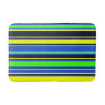 Blue, Lime, and Yellow Striped Bath Mat