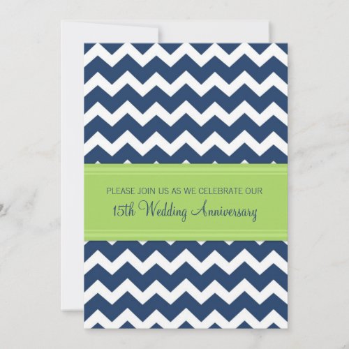 Blue Lime Chevron 15th Anniversary Invitation