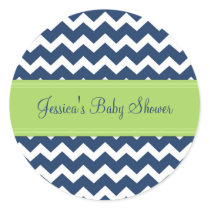 Blue Lime Chevron Baby Shower Favor Stickers