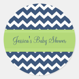 Blue Lime Chevron Baby Shower Favor Stickers