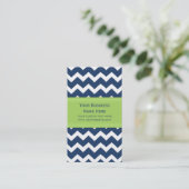Blue Lime Chevron Retro Business Cards (Standing Front)