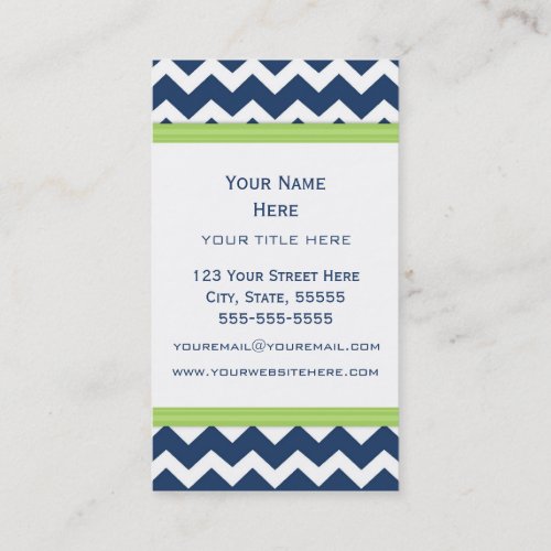 Blue Lime Chevron Retro Business Cards