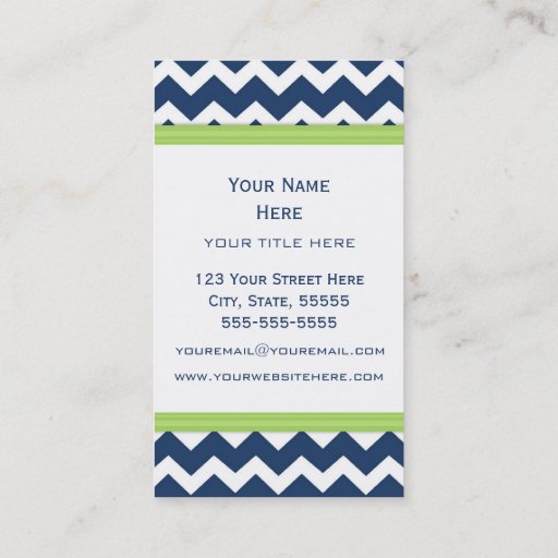 Customizable Blue Lime Chevron Retro Business Cards