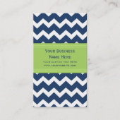 Blue Lime Chevron Retro Business Cards (Front)