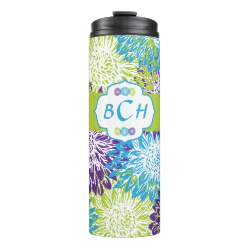 Blue Lime Green and Purple Monogram Thermal Tumbler