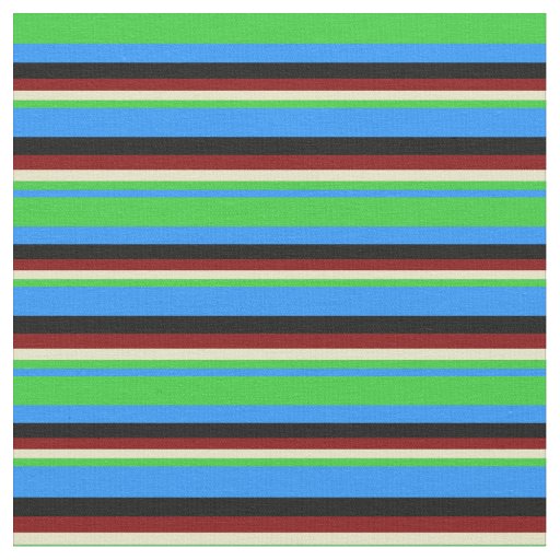 Blue, Lime Green, Pale Goldenrod, Maroon & Black Fabric