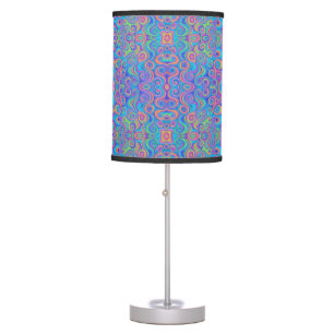Blue, Lime Green, Purple, Orange Swirl Pattern Table Lamp